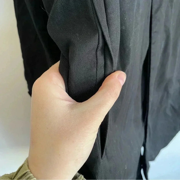 OAK + FORT Black Trench Coat Button Down Jacket Oversized Cotton Blend - Picture 4 of 8